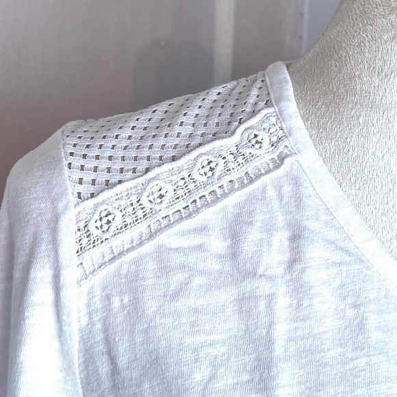 TRIBAL JEANS sz S/P LONG SLEEVE TEE WITH LACE AND CUTOUT DETAILS OVERSIZED - Picture 2 of 9